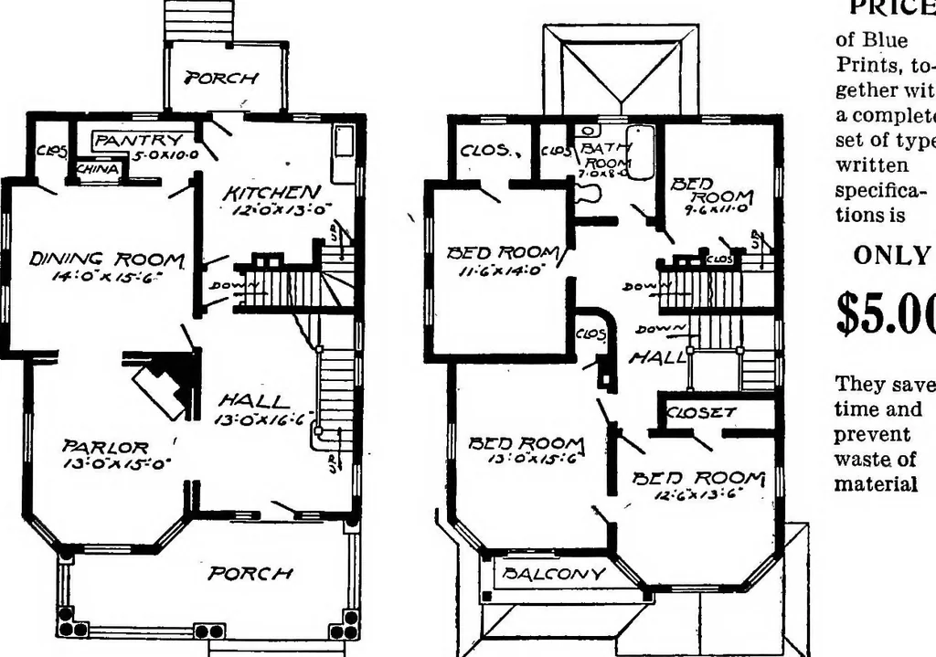 An illustration from Lumberman's house plan book : being a collection of one hundred absolutely new and attractive plans never before published, together with a selection of one hundred of our most popular houses published heretofore ... : 200 house plans, 1907, leaf 150