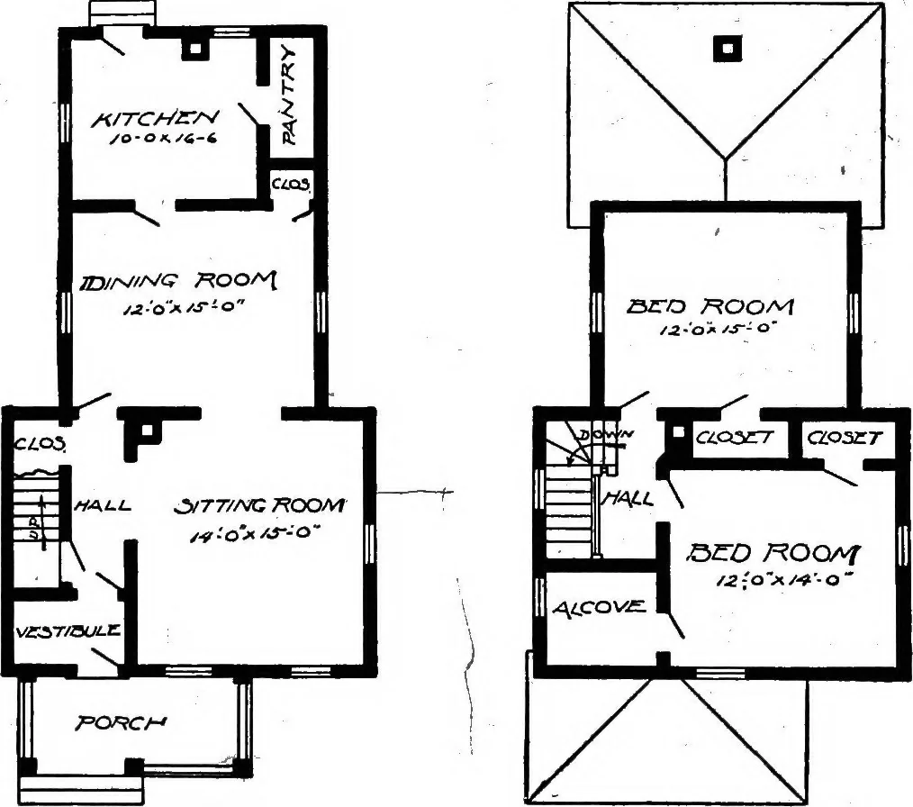 An illustration from Lumberman's house plan book : being a collection of one hundred absolutely new and attractive plans never before published, together with a selection of one hundred of our most popular houses published heretofore ... : 200 house plans, 1907, leaf 151