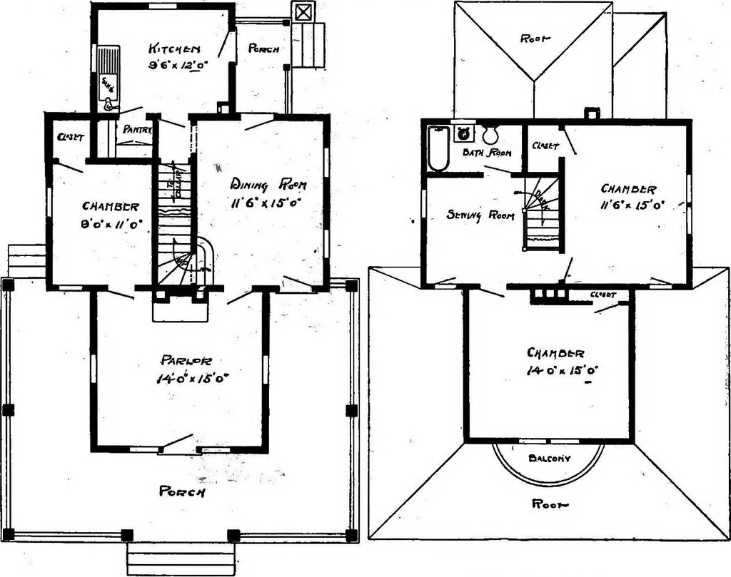 An illustration from Lumberman's house plan book : being a collection of one hundred absolutely new and attractive plans never before published, together with a selection of one hundred of our most popular houses published heretofore ... : 200 house plans, 1907, leaf 153