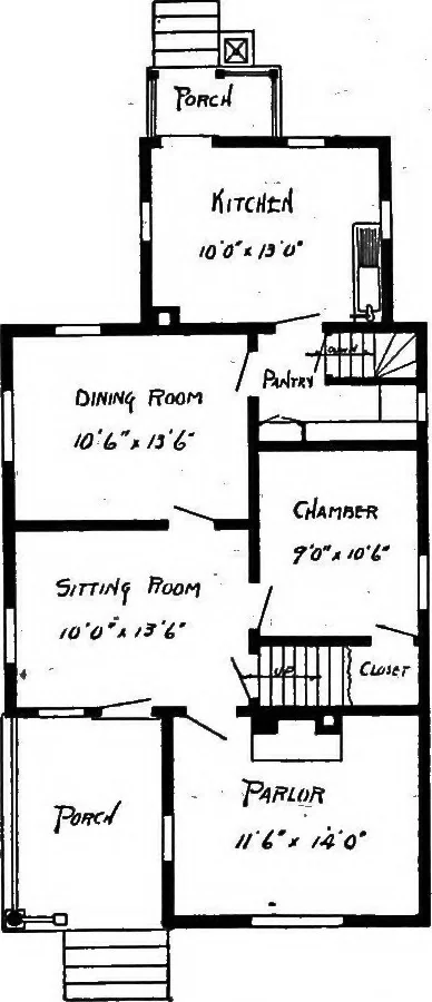 An illustration from Lumberman's house plan book : being a collection of one hundred absolutely new and attractive plans never before published, together with a selection of one hundred of our most popular houses published heretofore ... : 200 house plans, 1907, leaf 154