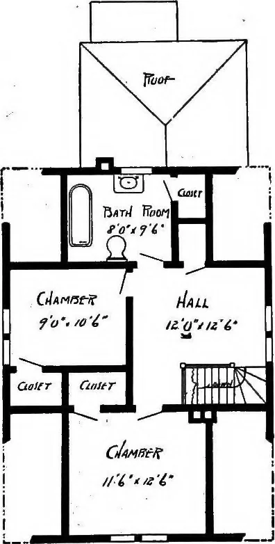 An illustration from Lumberman's house plan book : being a collection of one hundred absolutely new and attractive plans never before published, together with a selection of one hundred of our most popular houses published heretofore ... : 200 house plans, 1907, leaf 154