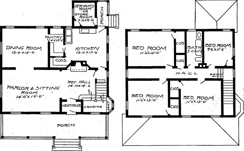 An illustration from Lumberman's house plan book : being a collection of one hundred absolutely new and attractive plans never before published, together with a selection of one hundred of our most popular houses published heretofore ... : 200 house plans, 1907, leaf 155