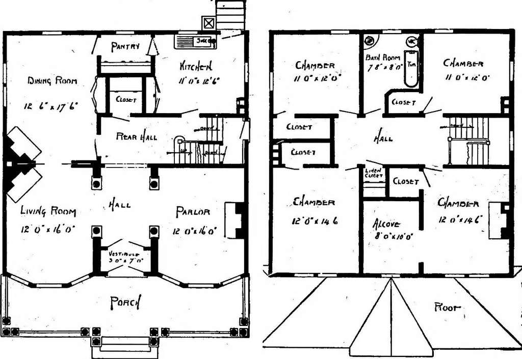 An illustration from Lumberman's house plan book : being a collection of one hundred absolutely new and attractive plans never before published, together with a selection of one hundred of our most popular houses published heretofore ... : 200 house plans, 1907, leaf 159
