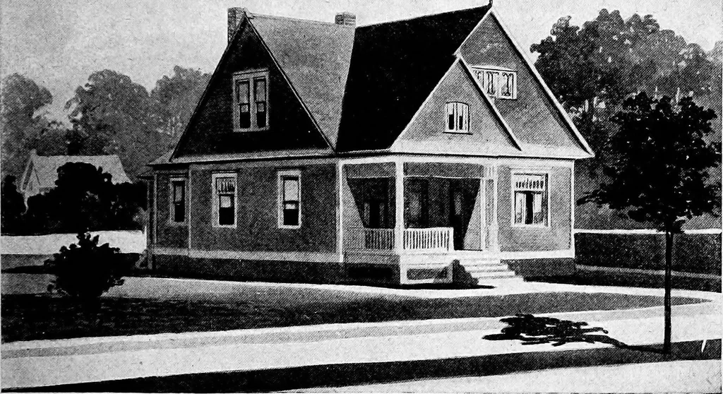 An illustration from Lumberman's house plan book : being a collection of one hundred absolutely new and attractive plans never before published, together with a selection of one hundred of our most popular houses published heretofore ... : 200 house plans, 1907, leaf 160