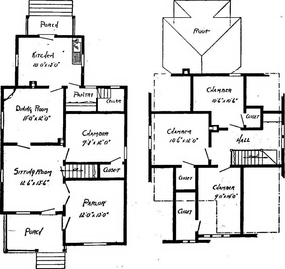 An illustration from Lumberman's house plan book : being a collection of one hundred absolutely new and attractive plans never before published, together with a selection of one hundred of our most popular houses published heretofore ... : 200 house plans, 1907, leaf 160