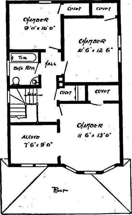 An illustration from Lumberman's house plan book : being a collection of one hundred absolutely new and attractive plans never before published, together with a selection of one hundred of our most popular houses published heretofore ... : 200 house plans, 1907, leaf 165