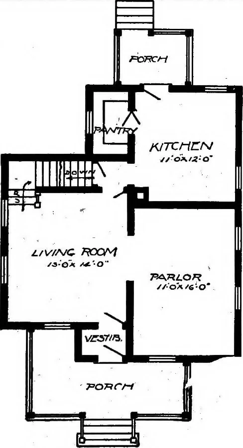 An illustration from Lumberman's house plan book : being a collection of one hundred absolutely new and attractive plans never before published, together with a selection of one hundred of our most popular houses published heretofore ... : 200 house plans, 1907, leaf 168