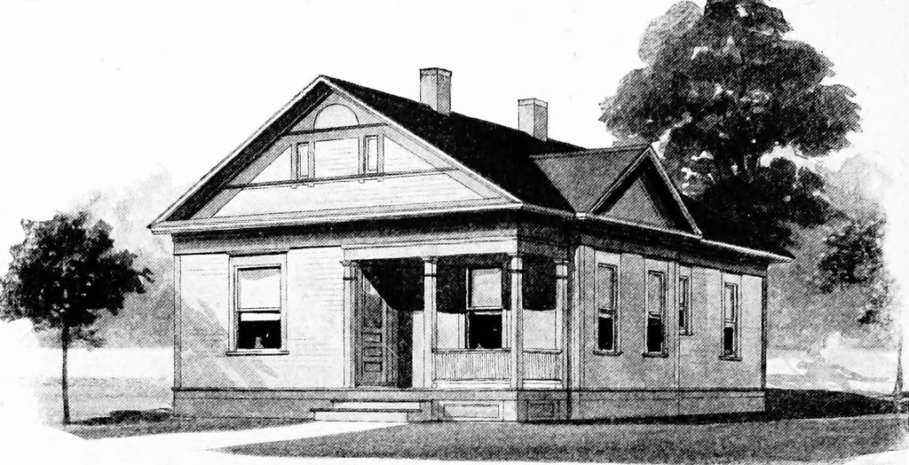 An illustration from Lumberman's house plan book : being a collection of one hundred absolutely new and attractive plans never before published, together with a selection of one hundred of our most popular houses published heretofore ... : 200 house plans, 1907, leaf 169