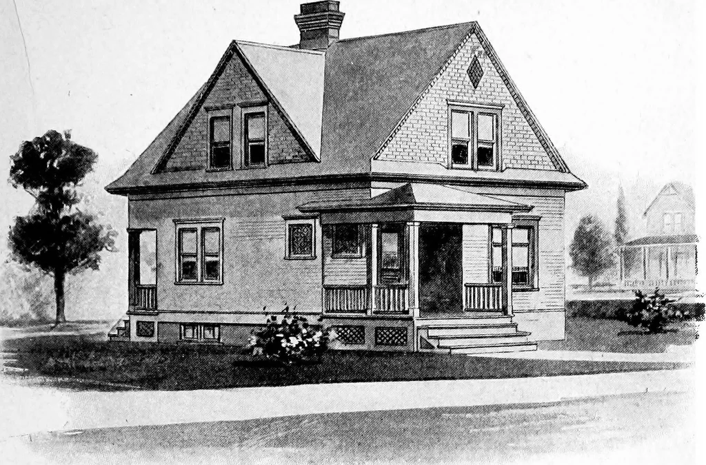 An illustration from Lumberman's house plan book : being a collection of one hundred absolutely new and attractive plans never before published, together with a selection of one hundred of our most popular houses published heretofore ... : 200 house plans, 1907, leaf 170