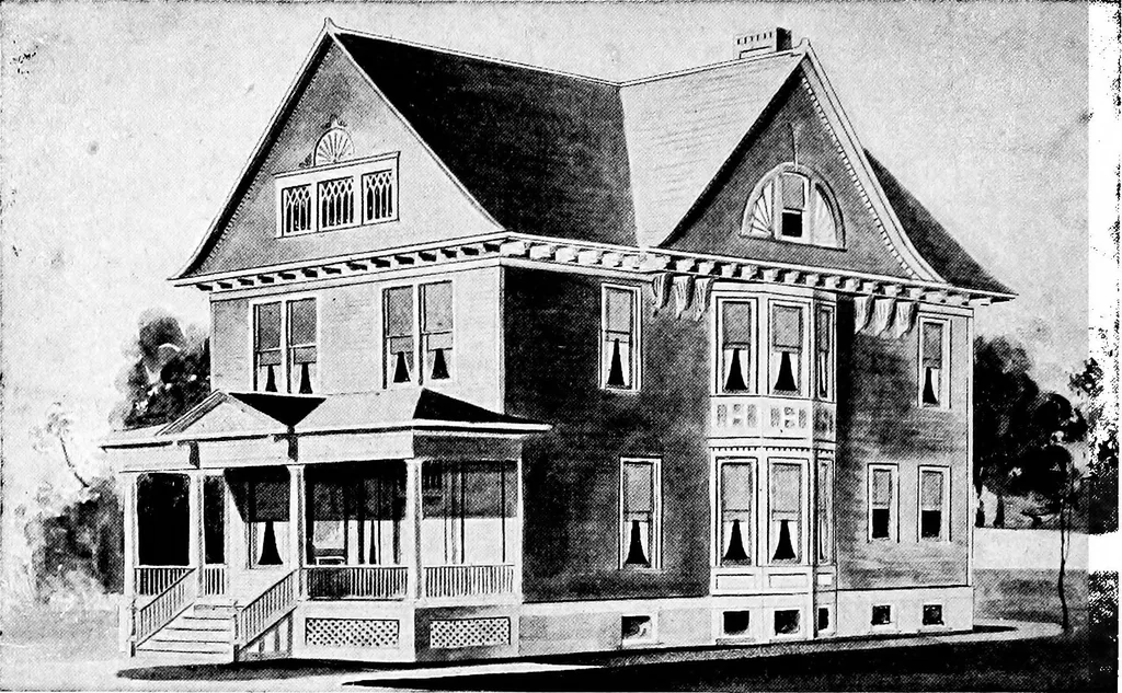 An illustration from Lumberman's house plan book : being a collection of one hundred absolutely new and attractive plans never before published, together with a selection of one hundred of our most popular houses published heretofore ... : 200 house plans, 1907, leaf 171