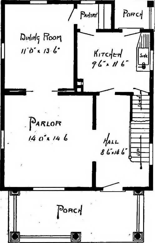 An illustration from Lumberman's house plan book : being a collection of one hundred absolutely new and attractive plans never before published, together with a selection of one hundred of our most popular houses published heretofore ... : 200 house plans, 1907, leaf 172