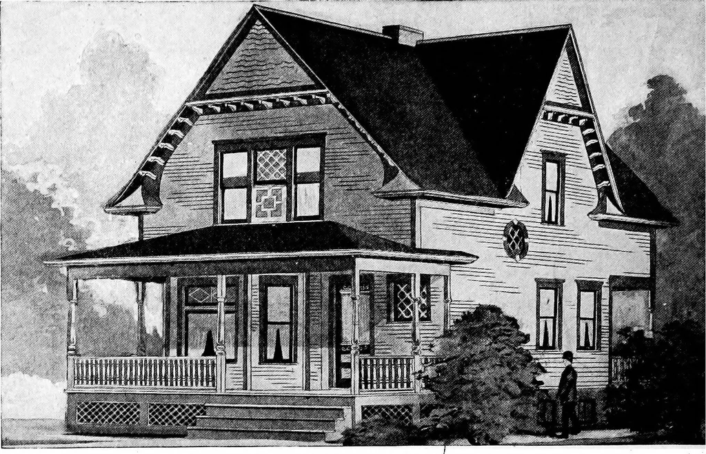 An illustration from Lumberman's house plan book : being a collection of one hundred absolutely new and attractive plans never before published, together with a selection of one hundred of our most popular houses published heretofore ... : 200 house plans, 1907, leaf 173