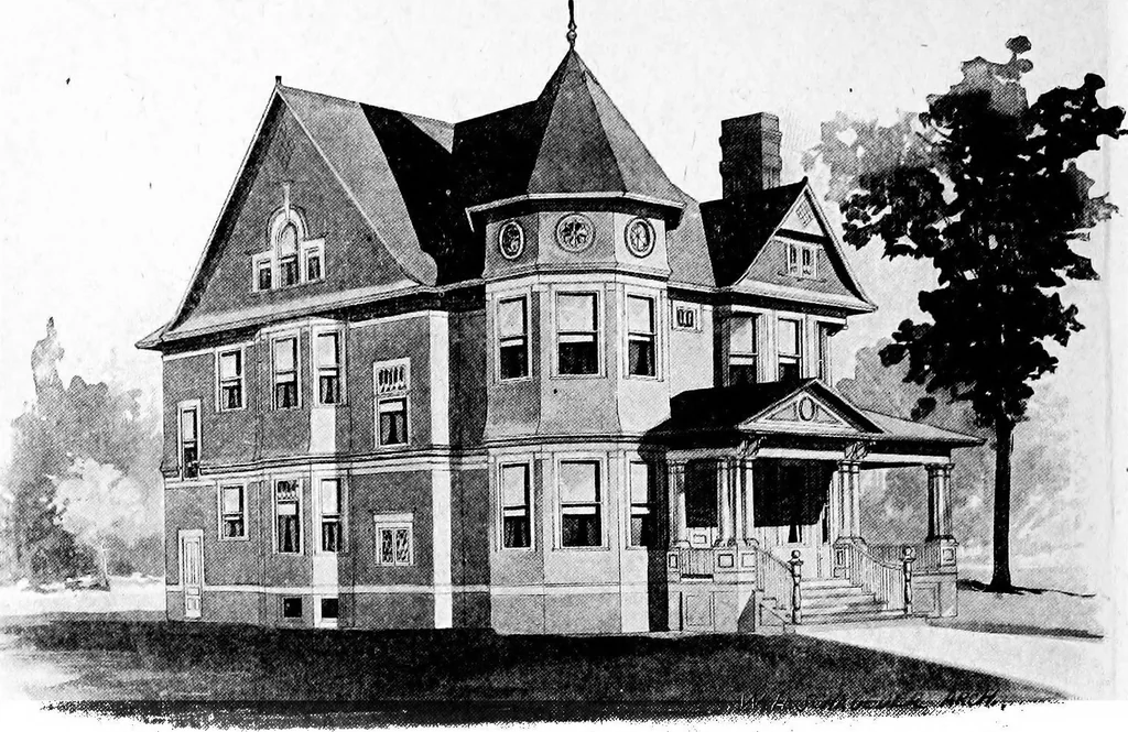 An illustration from Lumberman's house plan book : being a collection of one hundred absolutely new and attractive plans never before published, together with a selection of one hundred of our most popular houses published heretofore ... : 200 house plans, 1907, leaf 175