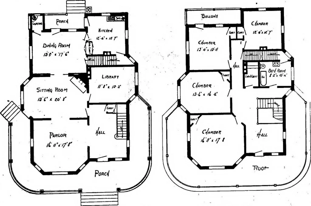 An illustration from Lumberman's house plan book : being a collection of one hundred absolutely new and attractive plans never before published, together with a selection of one hundred of our most popular houses published heretofore ... : 200 house plans, 1907, leaf 176