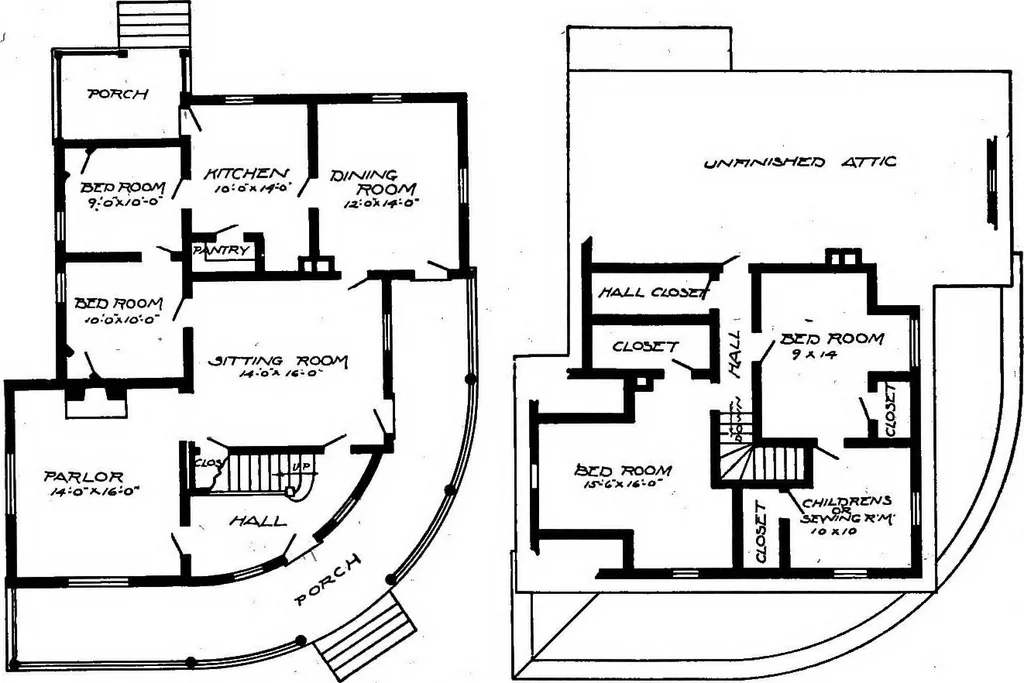 An illustration from Lumberman's house plan book : being a collection of one hundred absolutely new and attractive plans never before published, together with a selection of one hundred of our most popular houses published heretofore ... : 200 house plans, 1907, leaf 177