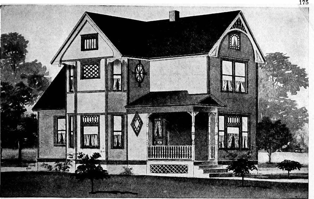 An illustration from Lumberman's house plan book : being a collection of one hundred absolutely new and attractive plans never before published, together with a selection of one hundred of our most popular houses published heretofore ... : 200 house plans, 1907, leaf 178