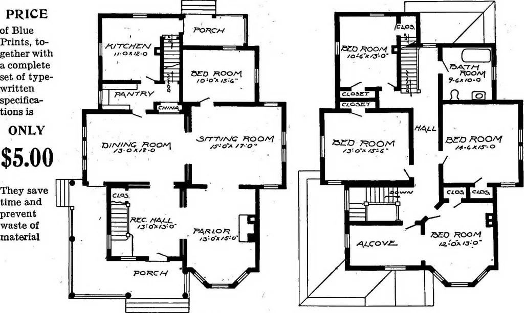 An illustration from Lumberman's house plan book : being a collection of one hundred absolutely new and attractive plans never before published, together with a selection of one hundred of our most popular houses published heretofore ... : 200 house plans, 1907, leaf 179
