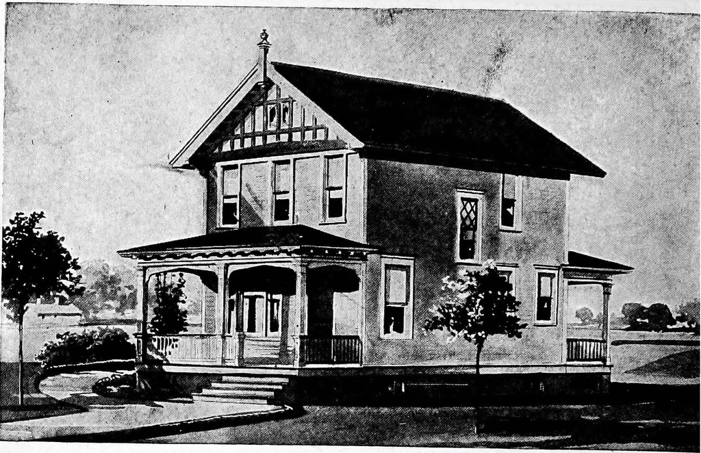 An illustration from Lumberman's house plan book : being a collection of one hundred absolutely new and attractive plans never before published, together with a selection of one hundred of our most popular houses published heretofore ... : 200 house plans, 1907, leaf 181