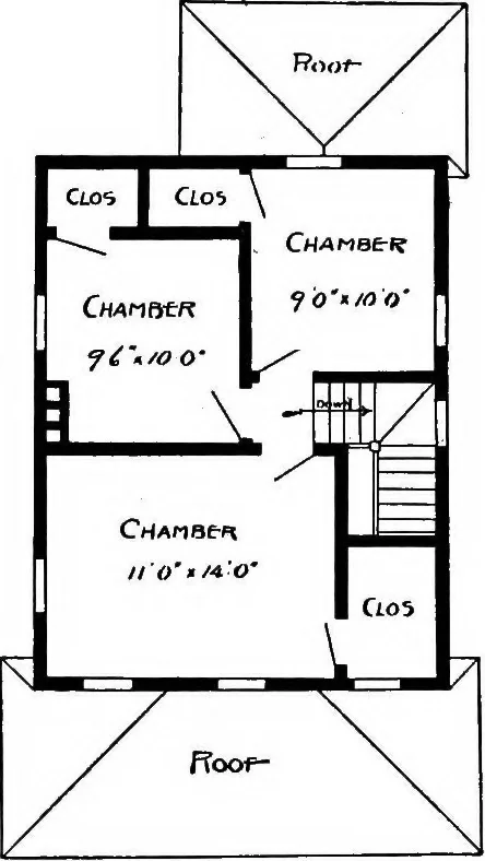 An illustration from Lumberman's house plan book : being a collection of one hundred absolutely new and attractive plans never before published, together with a selection of one hundred of our most popular houses published heretofore ... : 200 house plans, 1907, leaf 181