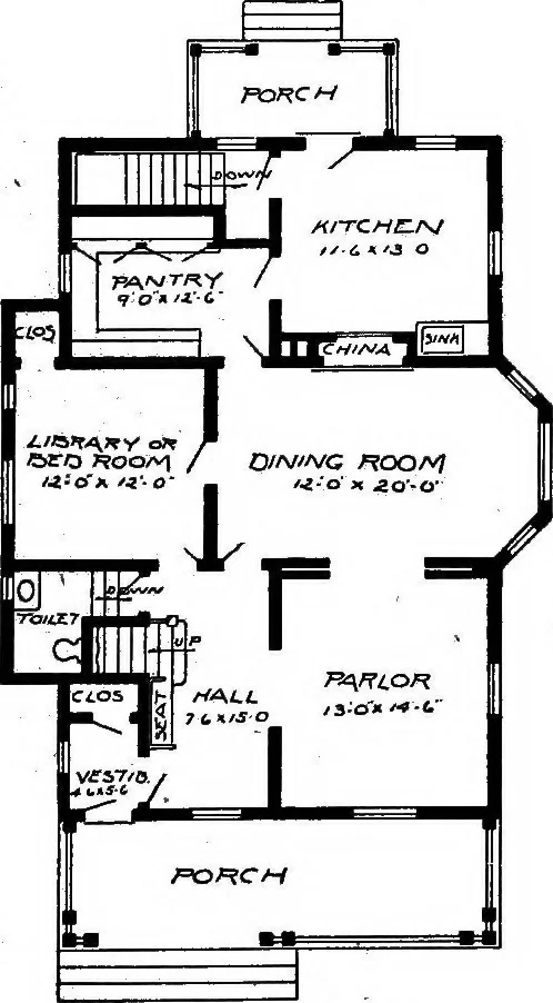 An illustration from Lumberman's house plan book : being a collection of one hundred absolutely new and attractive plans never before published, together with a selection of one hundred of our most popular houses published heretofore ... : 200 house plans, 1907, leaf 182