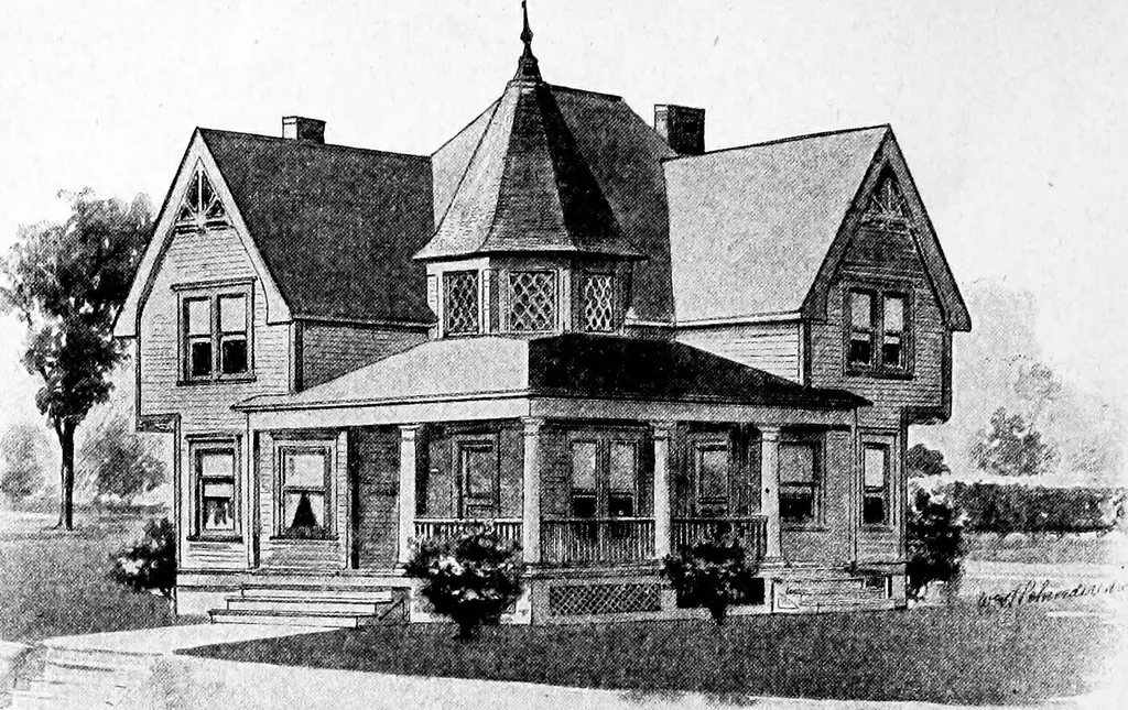 An illustration from Lumberman's house plan book : being a collection of one hundred absolutely new and attractive plans never before published, together with a selection of one hundred of our most popular houses published heretofore ... : 200 house plans, 1907, leaf 183