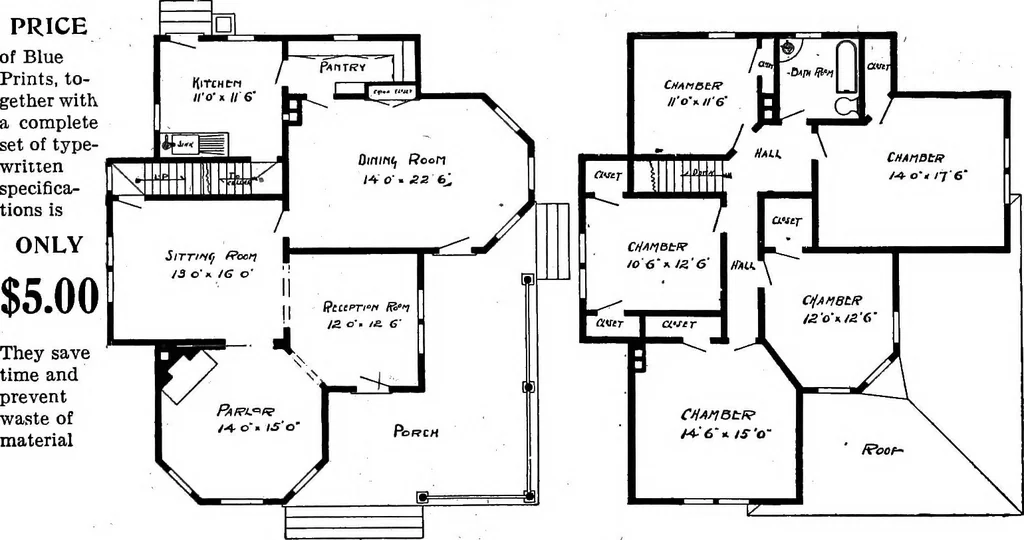 An illustration from Lumberman's house plan book : being a collection of one hundred absolutely new and attractive plans never before published, together with a selection of one hundred of our most popular houses published heretofore ... : 200 house plans, 1907, leaf 183