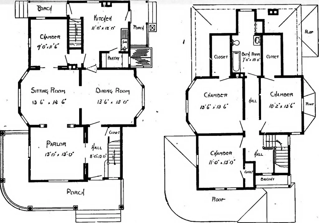 An illustration from Lumberman's house plan book : being a collection of one hundred absolutely new and attractive plans never before published, together with a selection of one hundred of our most popular houses published heretofore ... : 200 house plans, 1907, leaf 184