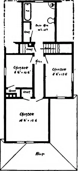 An illustration from Lumberman's house plan book : being a collection of one hundred absolutely new and attractive plans never before published, together with a selection of one hundred of our most popular houses published heretofore ... : 200 house plans, 1907, leaf 185