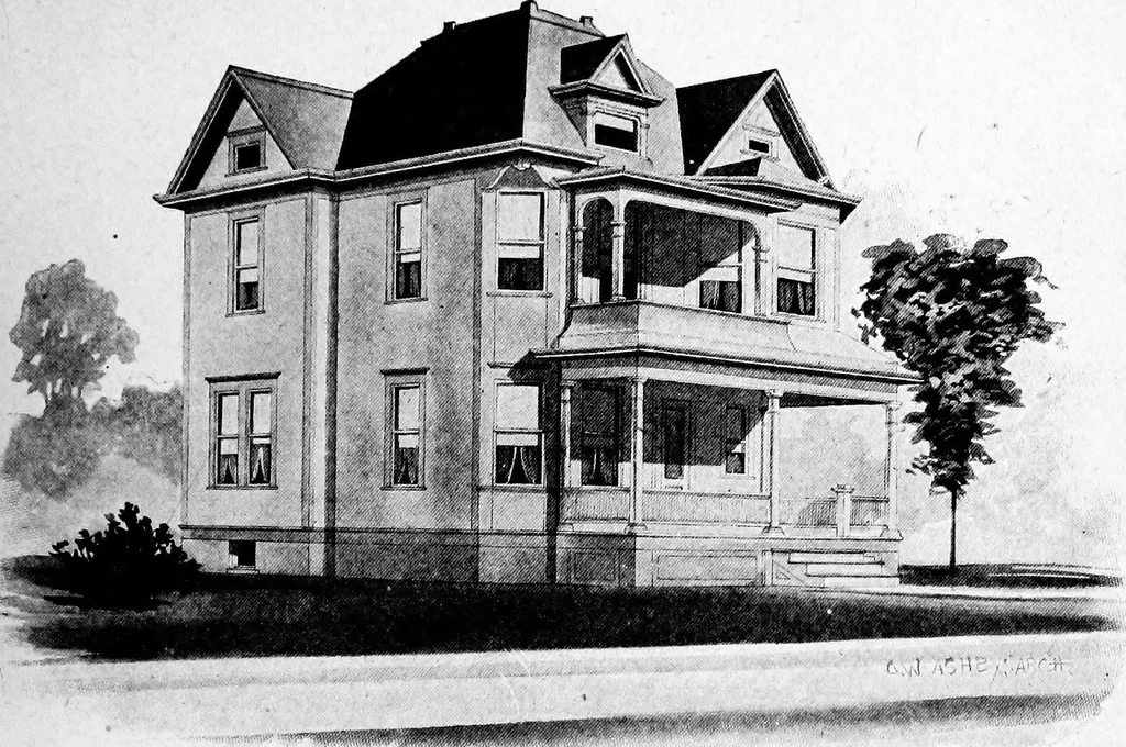 An illustration from Lumberman's house plan book : being a collection of one hundred absolutely new and attractive plans never before published, together with a selection of one hundred of our most popular houses published heretofore ... : 200 house plans, 1907, leaf 186