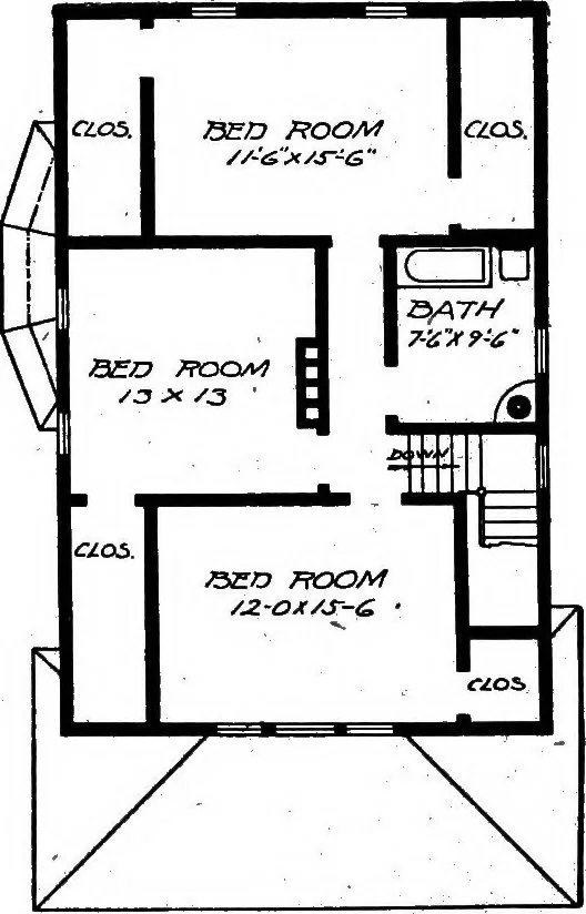 An illustration from Lumberman's house plan book : being a collection of one hundred absolutely new and attractive plans never before published, together with a selection of one hundred of our most popular houses published heretofore ... : 200 house plans, 1907, leaf 19
