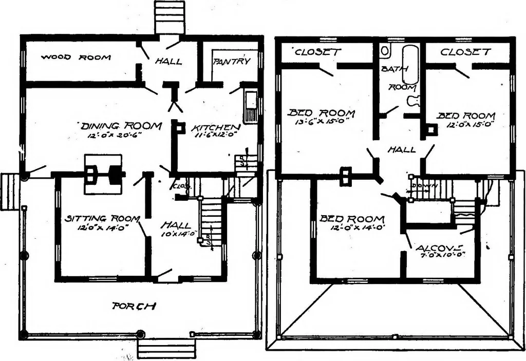 An illustration from Lumberman's house plan book : being a collection of one hundred absolutely new and attractive plans never before published, together with a selection of one hundred of our most popular houses published heretofore ... : 200 house plans, 1907, leaf 190