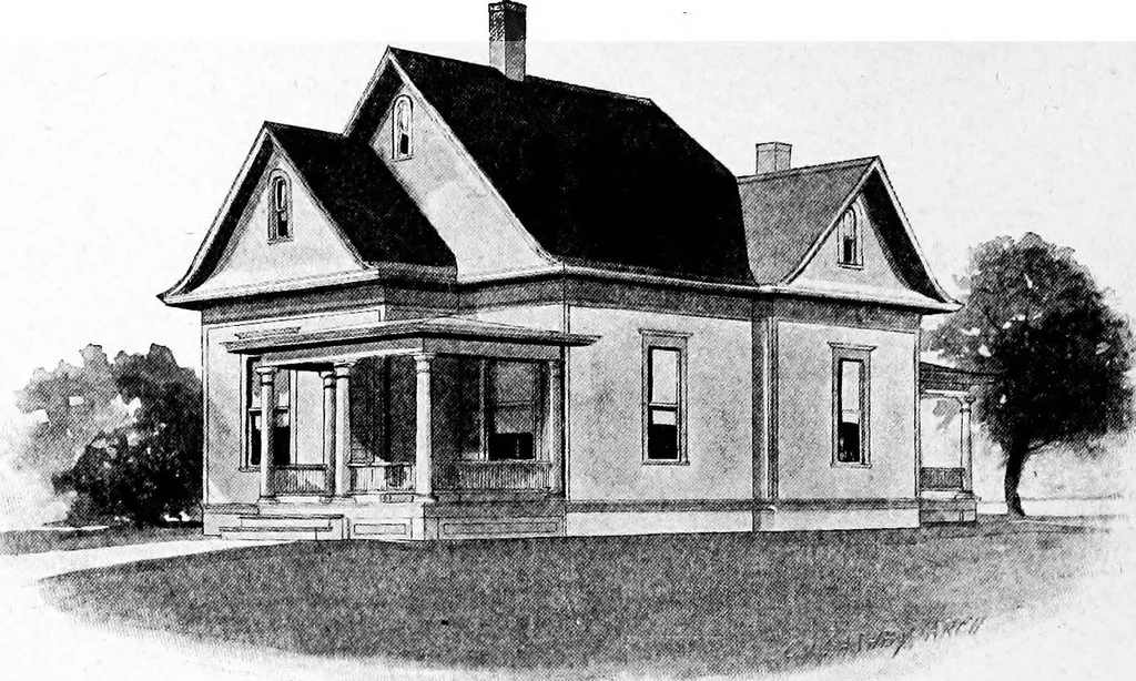 An illustration from Lumberman's house plan book : being a collection of one hundred absolutely new and attractive plans never before published, together with a selection of one hundred of our most popular houses published heretofore ... : 200 house plans, 1907, leaf 193