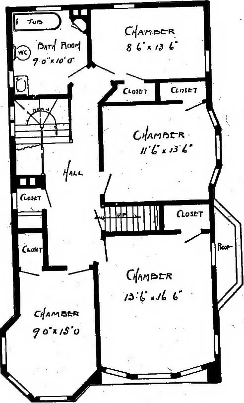 An illustration from Lumberman's house plan book : being a collection of one hundred absolutely new and attractive plans never before published, together with a selection of one hundred of our most popular houses published heretofore ... : 200 house plans, 1907, leaf 195