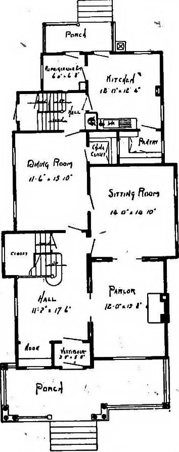 An illustration from Lumberman's house plan book : being a collection of one hundred absolutely new and attractive plans never before published, together with a selection of one hundred of our most popular houses published heretofore ... : 200 house plans, 1907, leaf 197