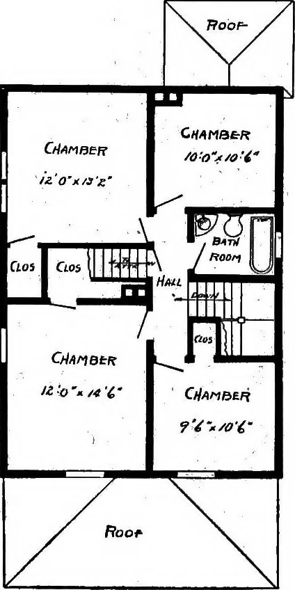 An illustration from Lumberman's house plan book : being a collection of one hundred absolutely new and attractive plans never before published, together with a selection of one hundred of our most popular houses published heretofore ... : 200 house plans, 1907, leaf 199