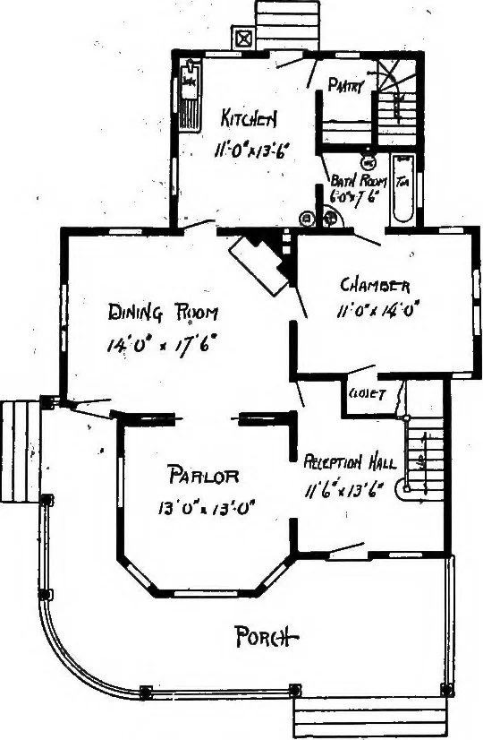 An illustration from Lumberman's house plan book : being a collection of one hundred absolutely new and attractive plans never before published, together with a selection of one hundred of our most popular houses published heretofore ... : 200 house plans, 1907, leaf 200