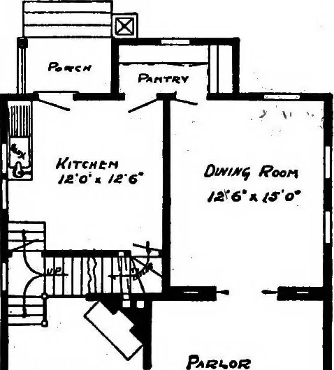 An illustration from Lumberman's house plan book : being a collection of one hundred absolutely new and attractive plans never before published, together with a selection of one hundred of our most popular houses published heretofore ... : 200 house plans, 1907, leaf 203