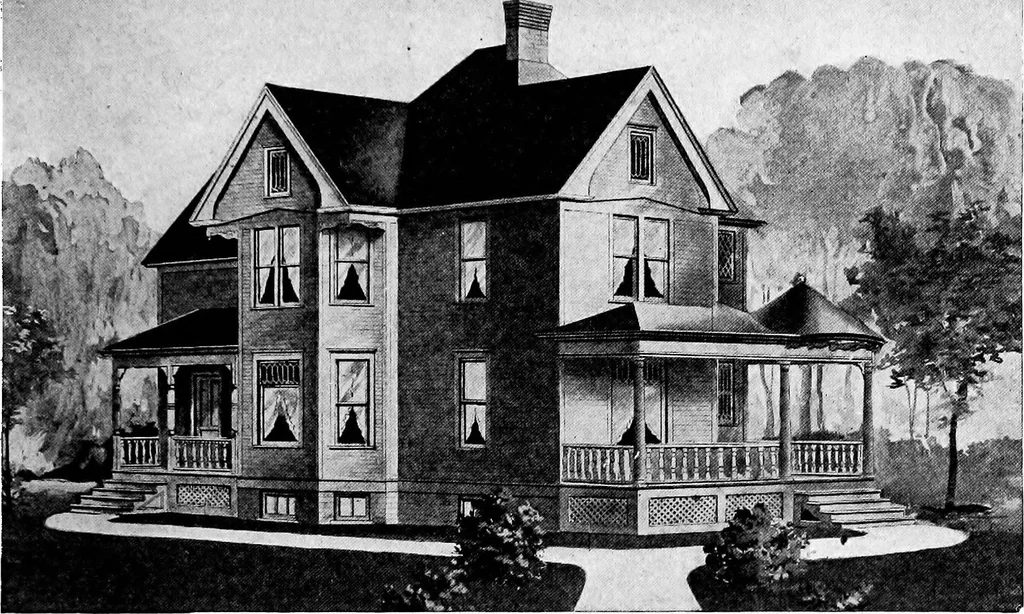 An illustration from Lumberman's house plan book : being a collection of one hundred absolutely new and attractive plans never before published, together with a selection of one hundred of our most popular houses published heretofore ... : 200 house plans, 1907, leaf 204