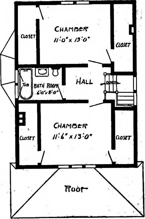 An illustration from Lumberman's house plan book : being a collection of one hundred absolutely new and attractive plans never before published, together with a selection of one hundred of our most popular houses published heretofore ... : 200 house plans, 1907, leaf 205