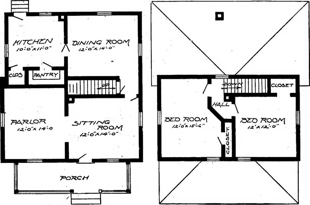 An illustration from Lumberman's house plan book : being a collection of one hundred absolutely new and attractive plans never before published, together with a selection of one hundred of our most popular houses published heretofore ... : 200 house plans, 1907, leaf 209