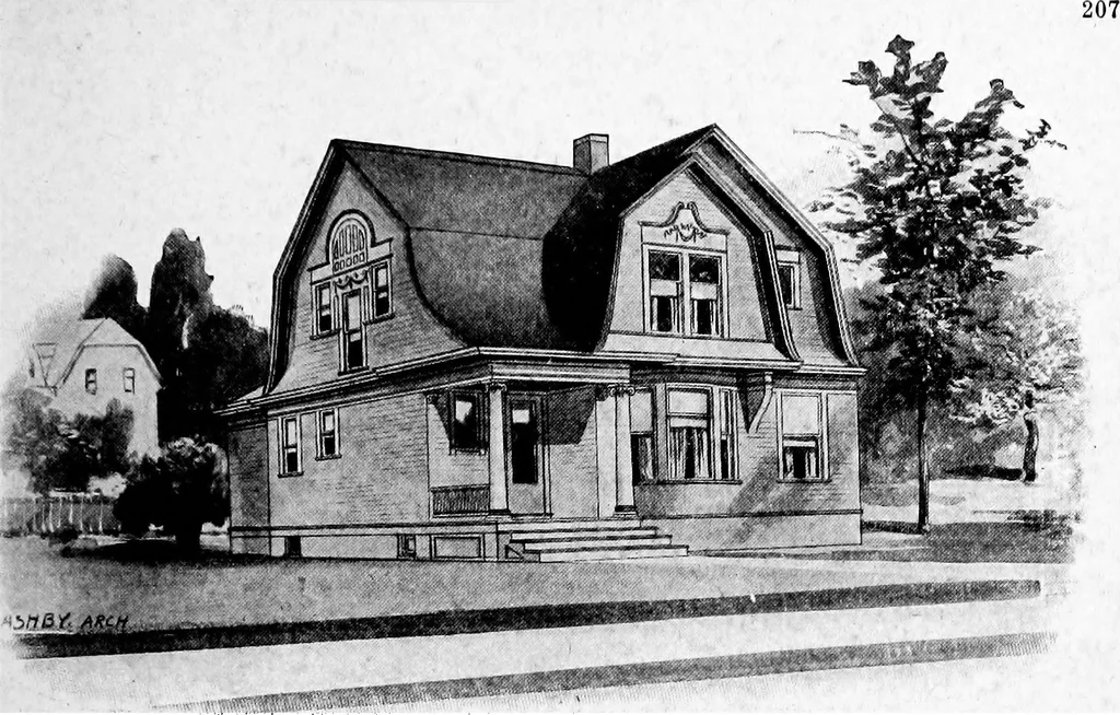An illustration from Lumberman's house plan book : being a collection of one hundred absolutely new and attractive plans never before published, together with a selection of one hundred of our most popular houses published heretofore ... : 200 house plans, 1907, leaf 210