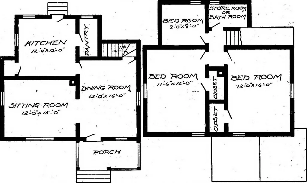 An illustration from Lumberman's house plan book : being a collection of one hundred absolutely new and attractive plans never before published, together with a selection of one hundred of our most popular houses published heretofore ... : 200 house plans, 1907, leaf 213