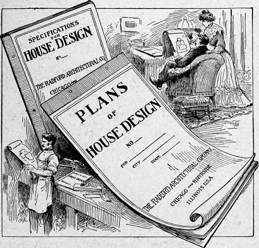 An illustration from Lumberman's house plan book : being a collection of one hundred absolutely new and attractive plans never before published, together with a selection of one hundred of our most popular houses published heretofore ... : 200 house plans, 1907, leaf 214
