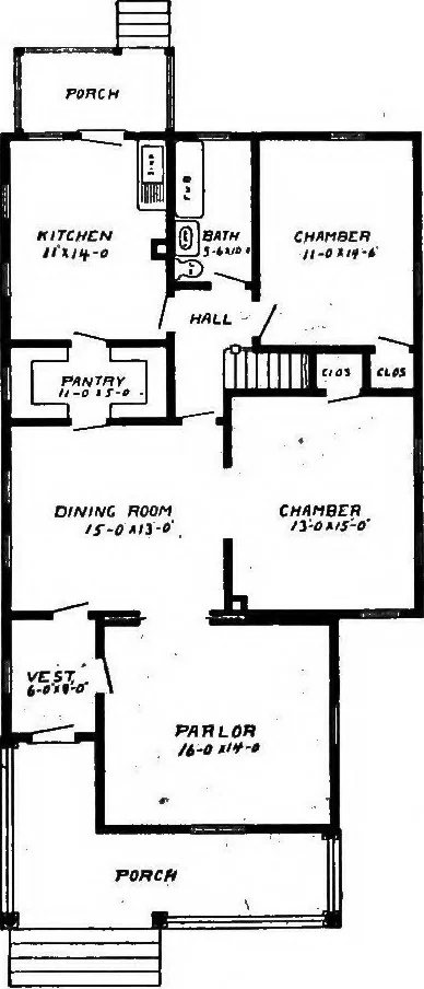 An illustration from Lumberman's house plan book : being a collection of one hundred absolutely new and attractive plans never before published, together with a selection of one hundred of our most popular houses published heretofore ... : 200 house plans, 1907, leaf 22