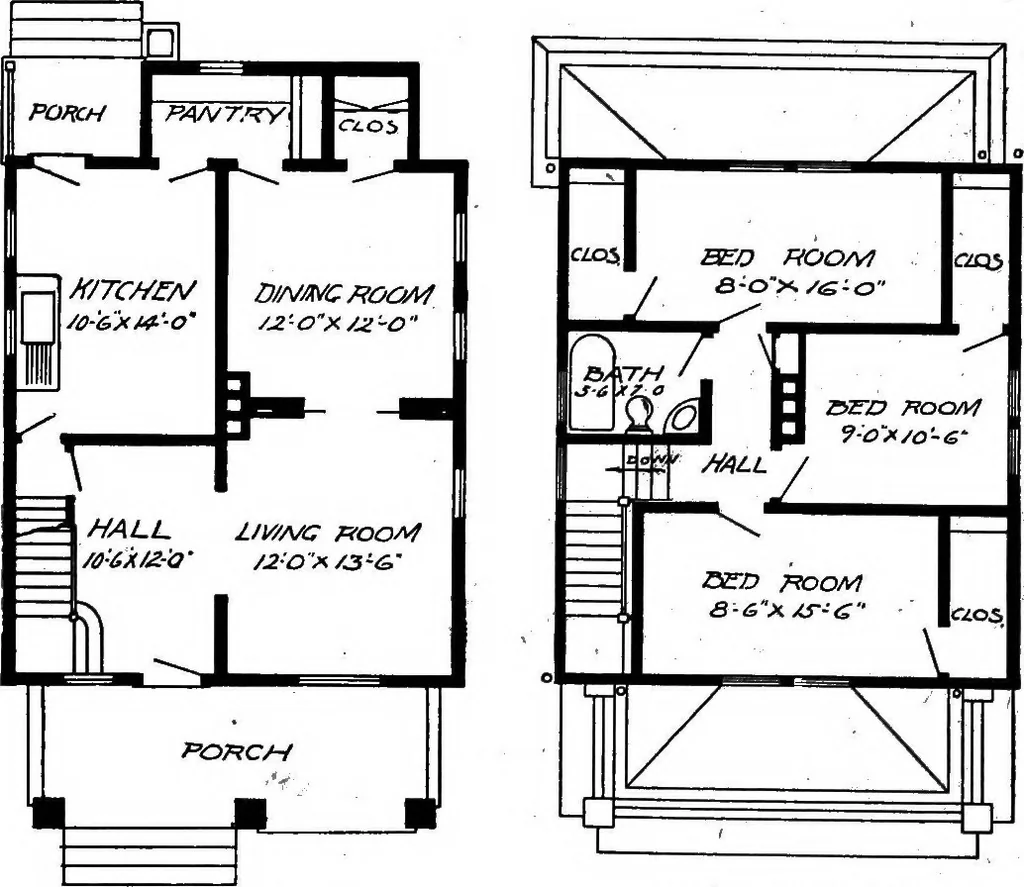 An illustration from Lumberman's house plan book : being a collection of one hundred absolutely new and attractive plans never before published, together with a selection of one hundred of our most popular houses published heretofore ... : 200 house plans, 1907, leaf 27