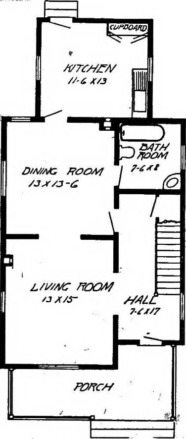 An illustration from Lumberman's house plan book : being a collection of one hundred absolutely new and attractive plans never before published, together with a selection of one hundred of our most popular houses published heretofore ... : 200 house plans, 1907, leaf 29
