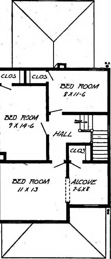 An illustration from Lumberman's house plan book : being a collection of one hundred absolutely new and attractive plans never before published, together with a selection of one hundred of our most popular houses published heretofore ... : 200 house plans, 1907, leaf 29