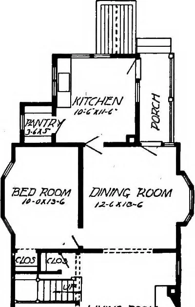 An illustration from Lumberman's house plan book : being a collection of one hundred absolutely new and attractive plans never before published, together with a selection of one hundred of our most popular houses published heretofore ... : 200 house plans, 1907, leaf 33