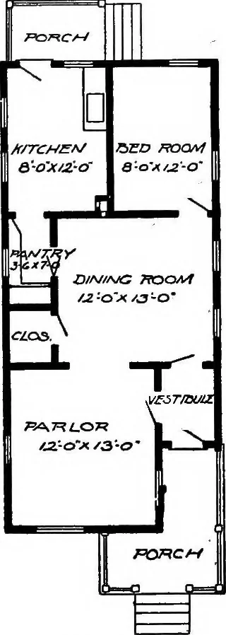 An illustration from Lumberman's house plan book : being a collection of one hundred absolutely new and attractive plans never before published, together with a selection of one hundred of our most popular houses published heretofore ... : 200 house plans, 1907, leaf 37
