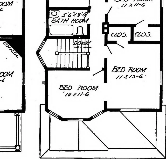 An illustration from Lumberman's house plan book : being a collection of one hundred absolutely new and attractive plans never before published, together with a selection of one hundred of our most popular houses published heretofore ... : 200 house plans, 1907, leaf 40